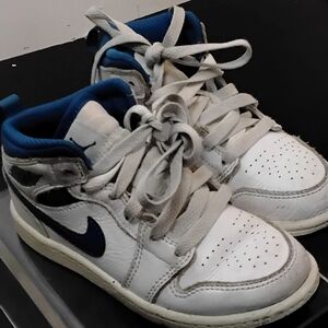 Kids White and Blue Nike Sneakers